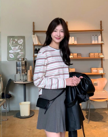 [시즌오프] 핑크 스트라이프 코튼 긴팔티셔츠