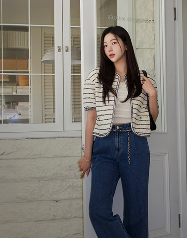 질스튜어트 뉴욕 여성 블랙 로고장식 가죽 체인벨트 착용컷