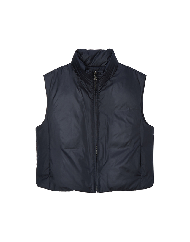 질스튜어트 뉴욕 여성 (패딩조끼SET) 네이비 퀼팅 후드 스트랩 구스다운 롱패딩 VEST 점퍼 진한 네이비 상세