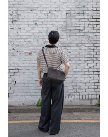 [삭형콜라보][2ways] 참장식 그레이 스웨이드 미니멀 크로스숄더백