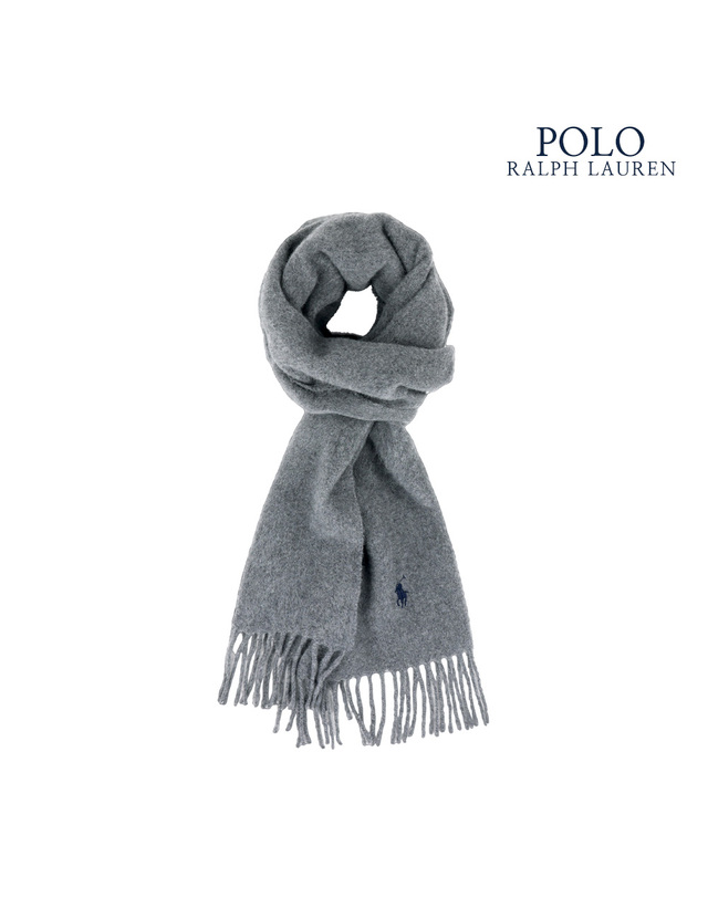 폴로 랄프로렌_캡 [백화점판] 폴로 포니자수 리사이클 울 머플러 그레이헤더 착용컷