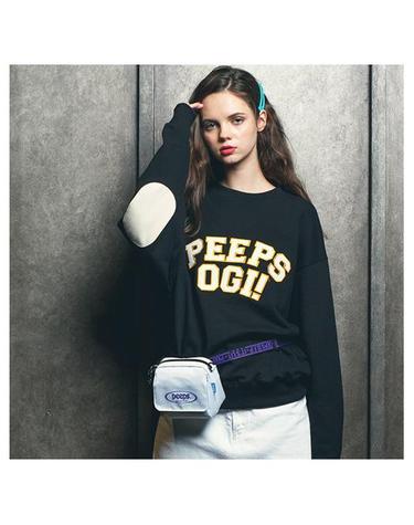 [핍스] PEEPS Elbow patch crewneck(black)_핍스 맨투맨