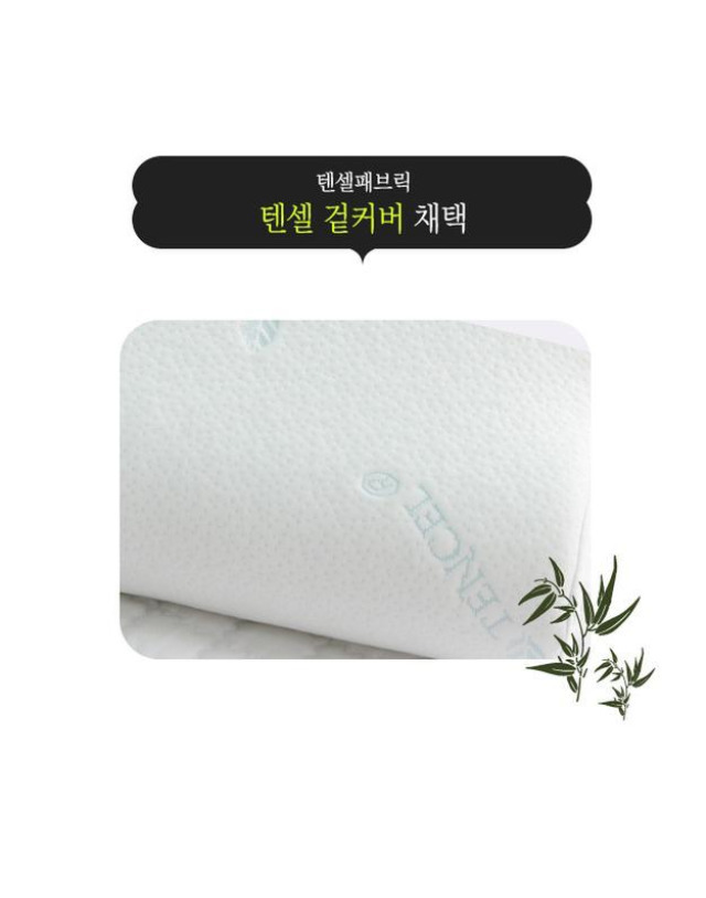 프로텍트 어 베드 프로텍트어베드코리아 [단품/1+1]알러씰 텐셀 진드기차단 방수 땅콩 낮은형 메모리폼 베개 44x22cm 착용컷
