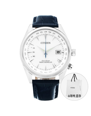 시티즌 남성 가죽 손목 시계 라디오컨트롤 CB0270-10A