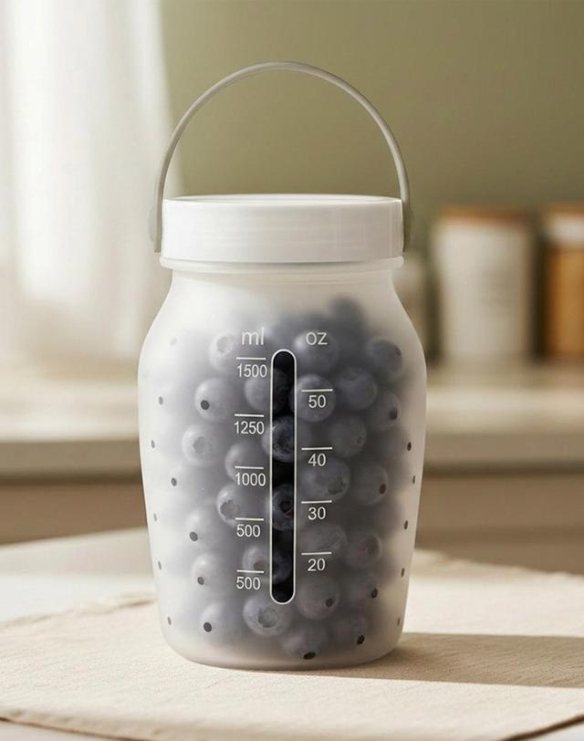 비프로젝트 바른락 실리콘 보관 밀폐용기 대용량 1500ml 손잡이형 1개입 착용컷