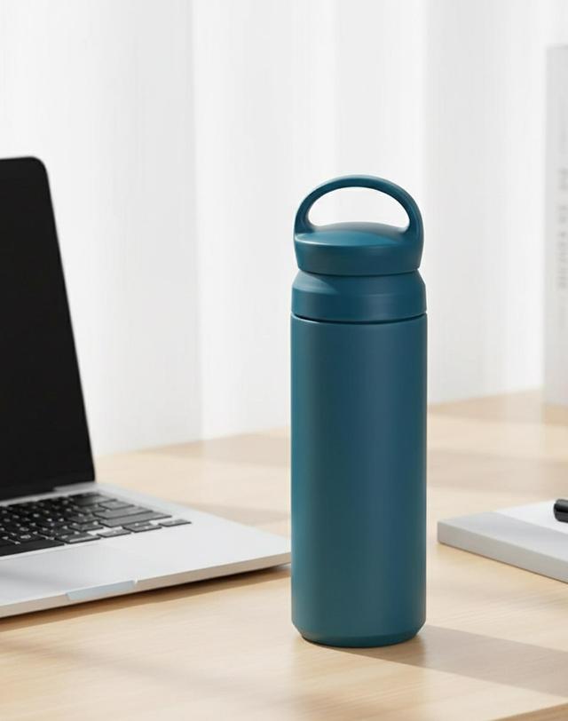 비프로젝트 바른락 핸디루프 보온 보냉 진공 텀블러 500ml(버건디) 착용컷