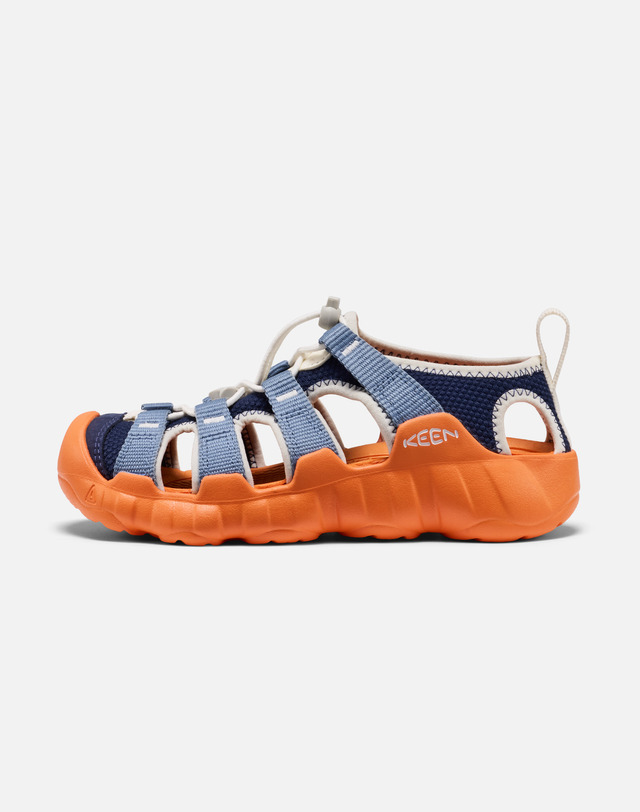 킨 [KEEN x SNOW PEAK TANEHOOZUKI] [하이퍼포트 H2] 블루 주니어 샌들 착용컷