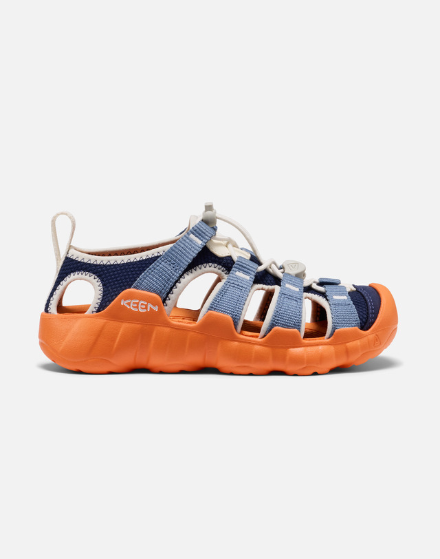 킨 [KEEN x SNOW PEAK TANEHOOZUKI] [하이퍼포트 H2] 블루 주니어 샌들 착용컷