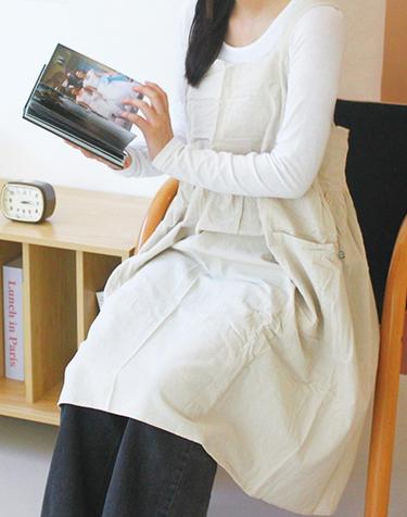[샤이닝홈] 루나 벨 면린넨 앞치마 베이지