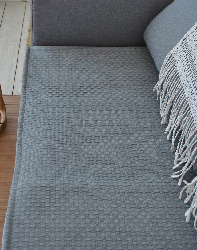 샤이닝홈 [샤이닝홈] 샤인러그 플레인 와플코튼 소파패드 4인용 60x240 착용컷