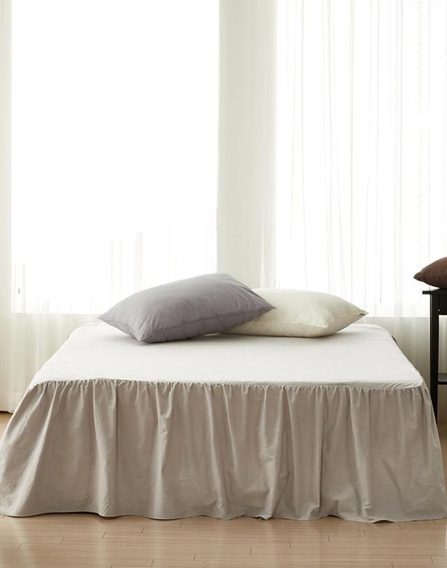 샤이닝홈 [샤이닝홈] 샤르르 졸리 순면 오가닉 40수 피그먼트 워싱 침대스커트 K 착용컷