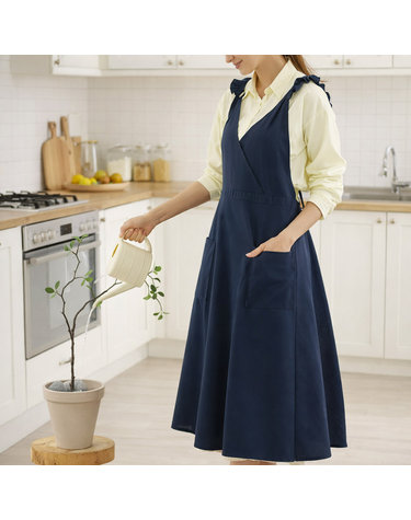 [샤이닝홈] 루나 퀸 순면 롱 방수 앞치마 네이비