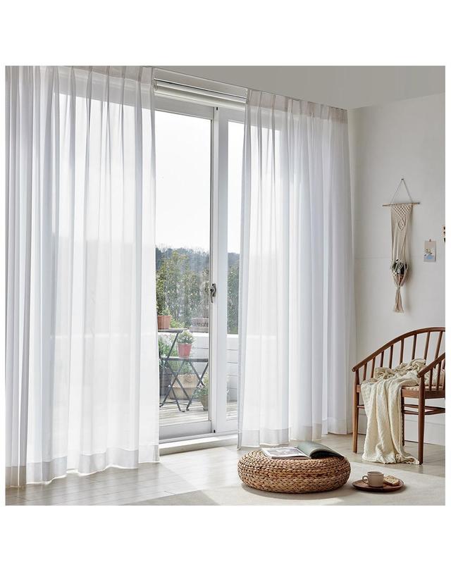 샤이닝홈 [샤이닝홈] 이너스 [샤이닝홈] 샤인 나비주름 맞춤 쉬폰커튼 가로70cm x 세로231~250 착용컷