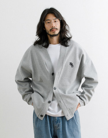 러기드하우스 : RHS 자수 오버핏 가디건 멜란지그레이