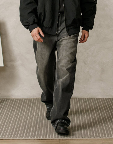 러기드하우스 : 오닉스 레트로 워시드 데님 팬츠 블랙