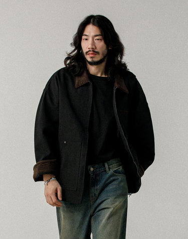 러기드하우스 : 하드 워크 코튼 옥스퍼드 자켓 블랙