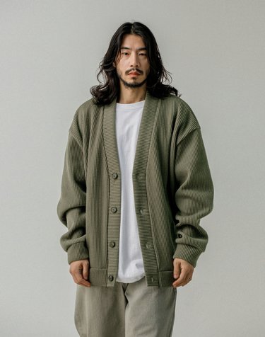 러기드하우스 : 가드너 오버핏 베이직 니트 가디건 카키