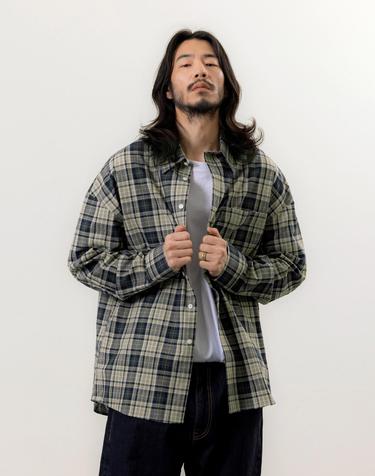 러기드하우스 : 레트로 쉐이드 오버핏 체크 셔츠 네이비