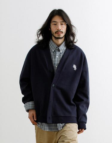 러기드하우스 : RHS 자수 오버핏 가디건 네이비