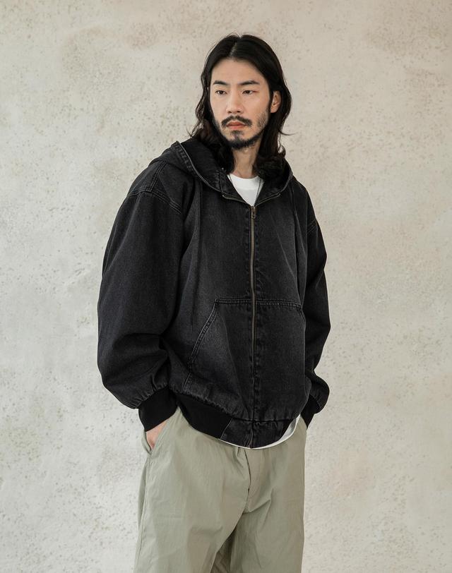 러기드하우스 [3.18일 예약배송] 러기드하우스 : 페이드 데님 후드 집업 자켓 2컬러 착용컷