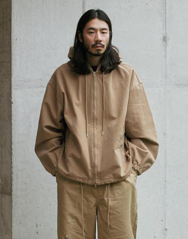 러기드하우스 : 덕 캔버스 솔리드 후드집업 브라운