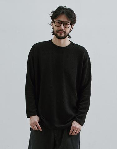 러기드하우스 : 스판 니트 루즈핏 롱슬리브 블랙