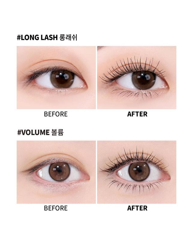 맥퀸뉴욕 [1+1] 익스트림 볼륨 픽스 마스카라 /롱래쉬 컬링 블랙 슬림 마스카라 8g 착용컷
