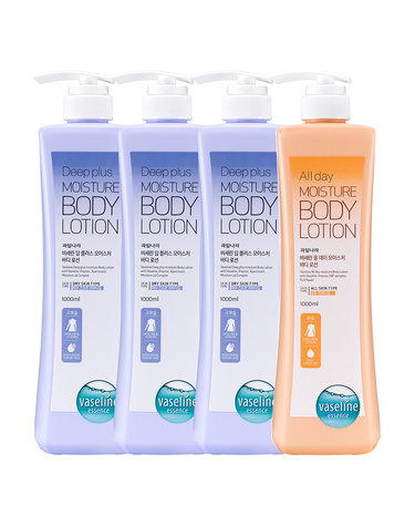 바세린 대용량 바디로션 1000ml 3개+올데이 1000ml 1개더