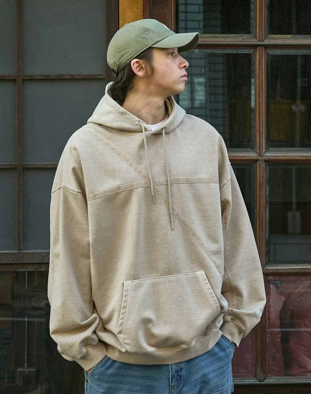 미니멀프로젝트 크로스라인 헤비 피그먼트 후드티 MHT123 / 4color 착용컷