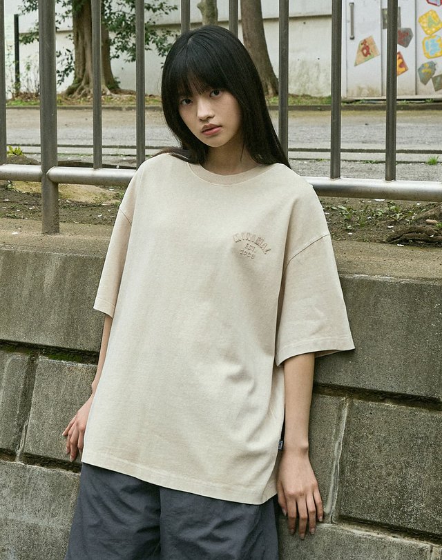 미니멀프로젝트 미니멀 에플리케 아치로고 반팔티셔츠 MST158 / 8color W 착용컷