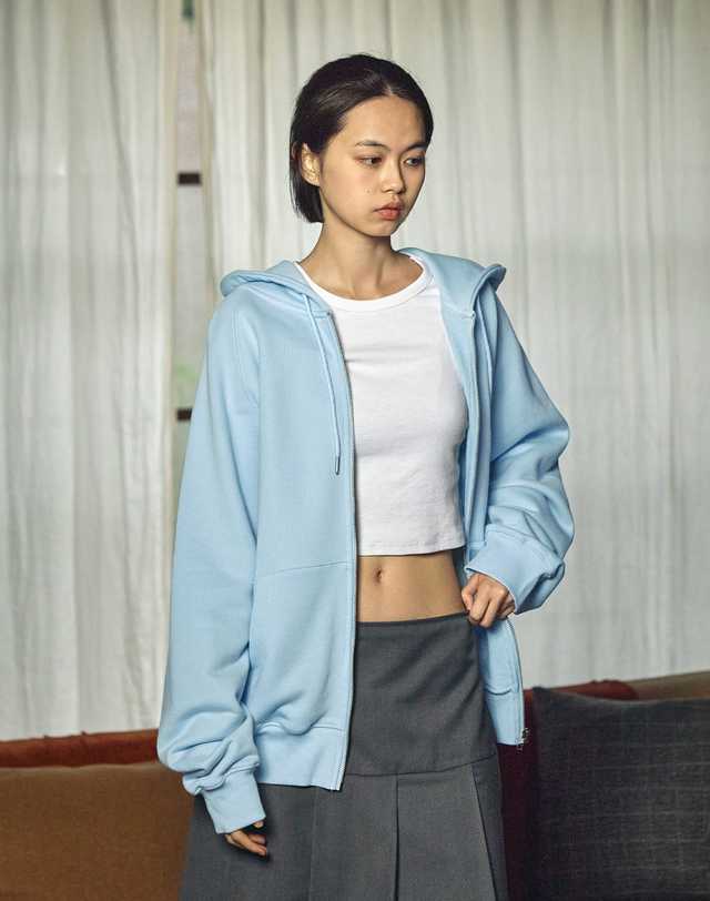미니멀프로젝트 시그니처 피치스킨 후드집업 MZT113 / 5color W 착용컷