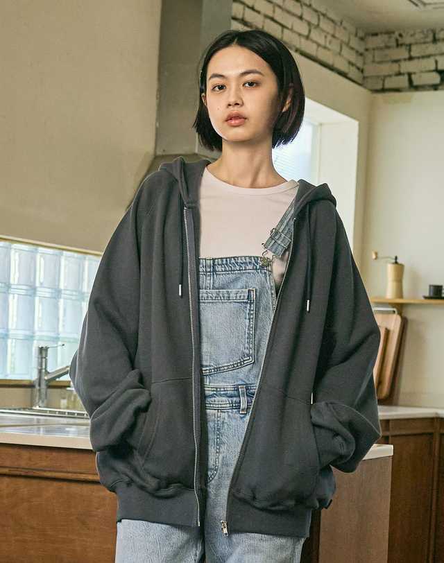 미니멀프로젝트 시그니처 피치스킨 후드집업 MZT113 / 5color W 착용컷