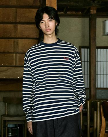 드로잉 오버 스트라이프 롱 슬리브 MLT118 / 2color M