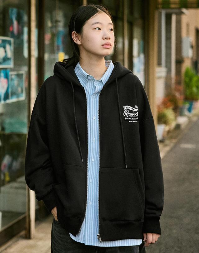 미니멀프로젝트 컴포트 오버핏 후드집업 MZT116-Z / 4color W 착용컷