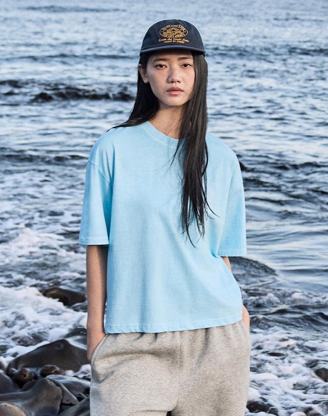 미니멀프로젝트 썬셋비치 오버핏 크롭 반팔티셔츠 MST161C / 4COLOR W 착용컷