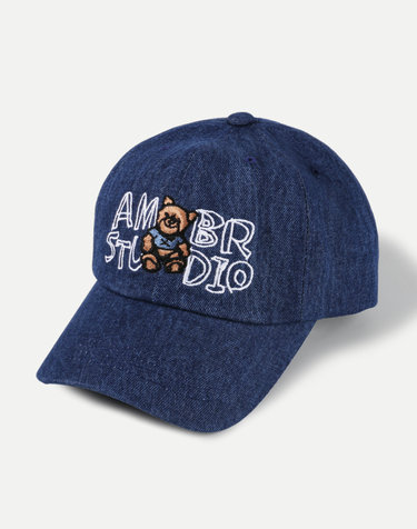 엠블러 Smile bear-Denim Cap 남여공용 데님 자수 볼캡 야구모자 AH501-중청