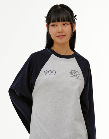 엠블러 999 남여공용 래글런 오버핏 롱 슬리브 AJS102-네이비