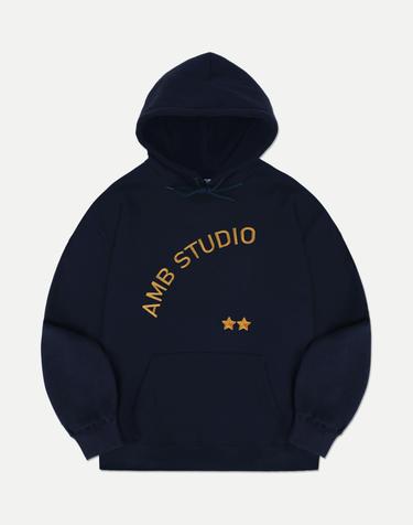 엠블러 남여공용 AMBLER STAR 자수 후드 티셔츠 AHP1209-네이비