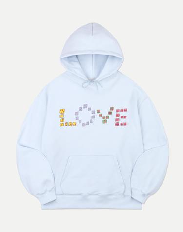 엠블러 남여공용 Crayon Love 후드 티셔츠 AHP1303-블루