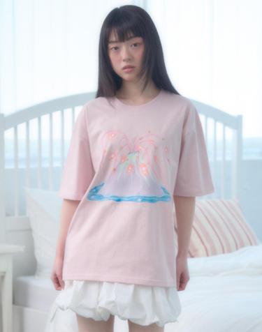 엠블러 남여공용 The Soft Volcano Tee 반팔 티셔츠 AS1304-핑크