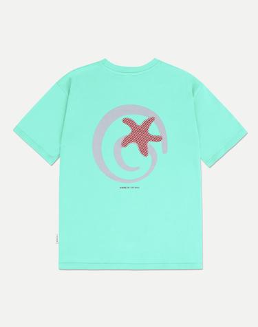 엠블러 남여공용 Starfish 아플리케 자수 반팔 티셔츠 AS1322-민트