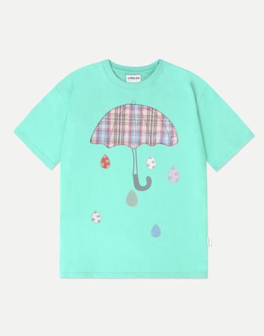 엠블러 남여공용 Rainy Day 아플리케 자수 반팔 티셔츠 AS1325-민트