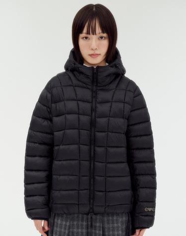 엠블러 남여공용 2WAY Hooded Light Jacket 자수 경량 패딩 자켓 AOU201-블랙