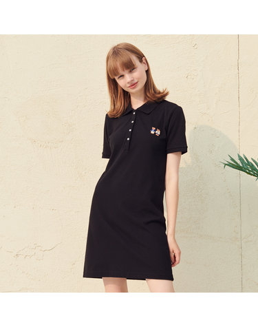 [AMBLER] 엠블러 Twinlook bear 코튼 카라 미니 원피스 AOPS201-블랙