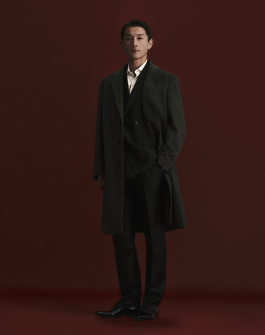 다크브라운 투톤 울캐시 코트