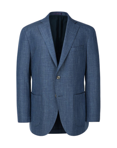 [LORO PIANA 원단] 터콰이즈블루 체크 울실크린넨 자켓