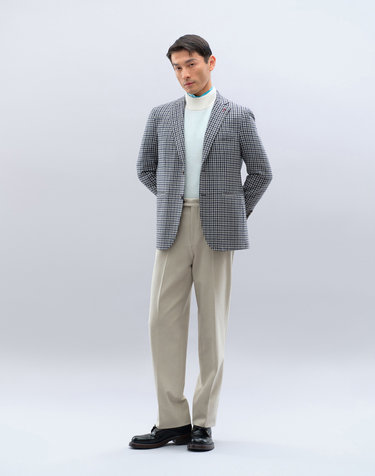 [ALBERO][ZEGNA] 네이비 울캐시실크 깅엄체크 자켓
