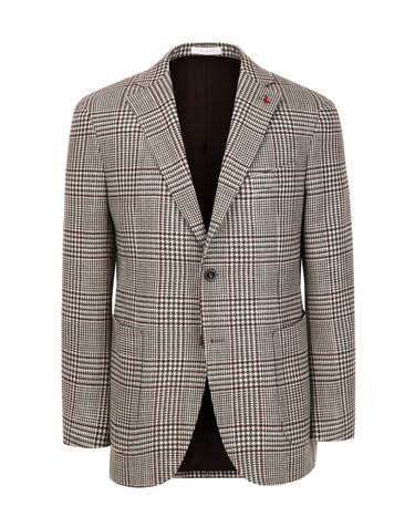 [아울렛특가] [ALBERO][ZEGNA] 다크브라운 울캐시실크 글렌체크 자켓