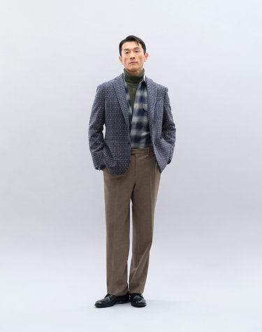 라이트네이비 패턴 캐시미어 긴팔자켓