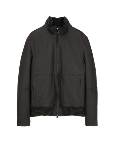 [GALLOTTI] 브라운 양가죽 퍼배색 블루종 